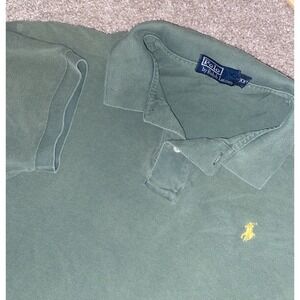 Polo Ralph Lauren Solid Green Polo Shirt Mens XXL Yellow Pony Cotton Preppy Golf